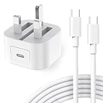 iPad Charger and Plug 20W USB C Fast Charger With 2M USB C Cable for iPad Pro 12.9" 2022-2025/11" 2021-2024, iPad Air 11" Gen 6th/10.9" Gen 4th/5th, iPad Mini 7th/6th, iPad 11th/10th Generation White