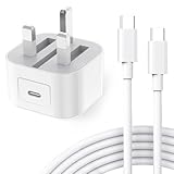 iPad Charger and Plug 20W USB C Fast Charger With 2M USB C Cable for iPad Pro 12.9" 2022-2025/11" 2021-2024, iPad Air 11" Gen 6th/10.9" Gen 4th/5th, iPad Mini 7th/6th, iPad 11th/10th Generation White