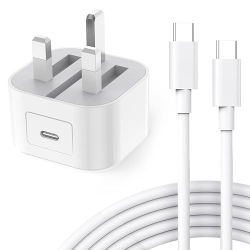 iPad Charger and Plug 20W USB C Fast Charger With 2M USB C Cable for iPad Pro 12.9" 2022-2025/11" 2021-2024, iPad Air 11" Gen 6th/10.9" Gen 4th/5th, iPad Mini 7th/6th, iPad 11th/10th Generation White