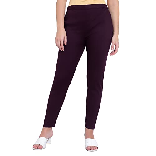 Image of BLUE STAR SHARK Stretchable Cotton Lycra Cigarette Pants | Versatile and Stylish Women's Pants | Comfortable Slim Jeggings | Ankle Length Straight Trousers for Office, Formal, Casual Wear