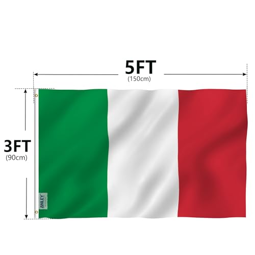 ANLEY Fly Breeze 3x5 Foot (90 X 150cm) Italy Flag - Vivid Color and UV Fade Resistant - Canvas Header and Double Stitched - Italian Flags Polyester with Brass Grommets 3 X 5 Ft