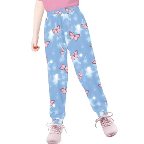AmzPrint Girls Butterfly Sweatpants Vintage Casual Athletic Sweatpants Bottom Lounge Pants with Pockets3