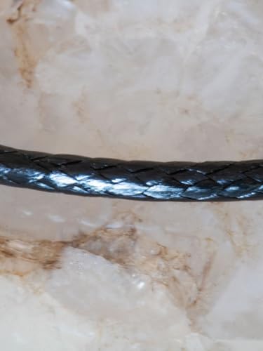 Fly Style Halskette geflochten Wax Rope Chain mit Verschluss aus Edelstahl - Herren Damen Surfer Kette - Schwarzer Choker - Kunstleder Optik, Längen:ca. 38.0 cm, Verschluß:2 mm