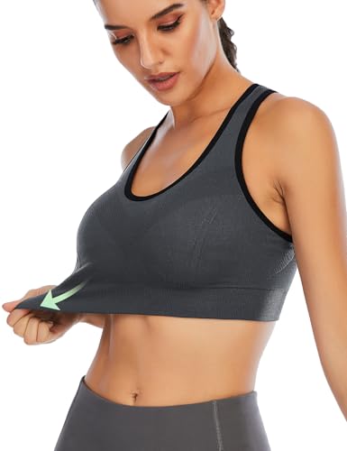 Ewedoos Women's Sports Bras Padded Sports Bra Supportive Strappy Criss Cross Yoga Bra Workout Athletic Bras 3 Pack