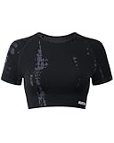 AUROLA Serpent Snake Seamless Workout T-Shirts for Women,Short Sleeve Crop Top Gym Yoga Athletic Shirts Tee,Black,M