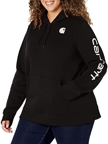 Carhartt Women's Clarksburg Graphic Sleeve Pullover Sweatshirt (Regular and Plus Sizes), Black, Medium
