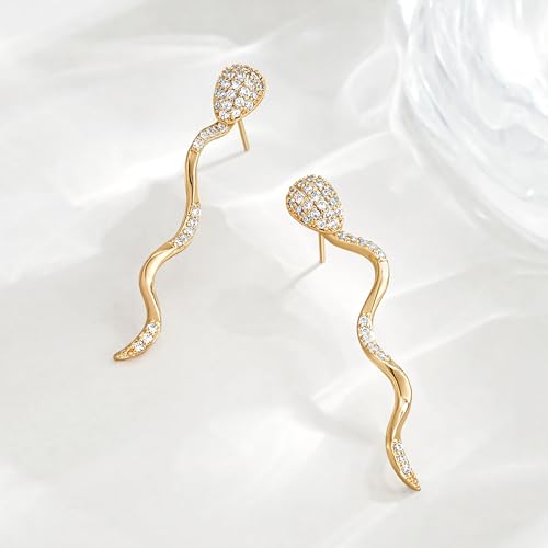 FETTERO Gold Stud Earrings for Women, 14K Gold Plated Hypoallergenic Earrings, Dainty Animal Snake Earring | Cartilage Piercing Jewelry | Gold Earrings for Women