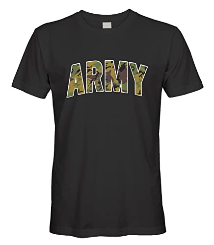 Men's Classic Camouflage Army Military Infantry T-Shirt (Black, Large)