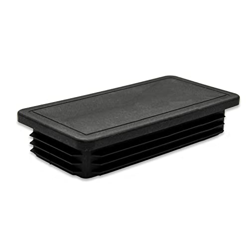 Image of Flyshop 60 x 120 mm Black Plastic Plug Rectangle Tubing End Cap Tube Chair Glide 8 Pack
