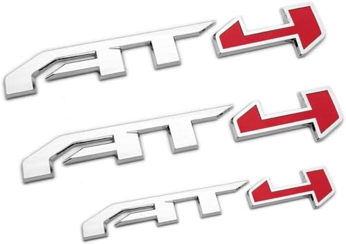 Image of 3Pcs AT4 Emblems Sierra 3D Side Door Rear Tailgate Badge NamePlate Decal with Strong Adhesive 85002068 Replacement for 2019-2023 Canyon Sierra 1500 2500HD 3500HD (Chrome Red)