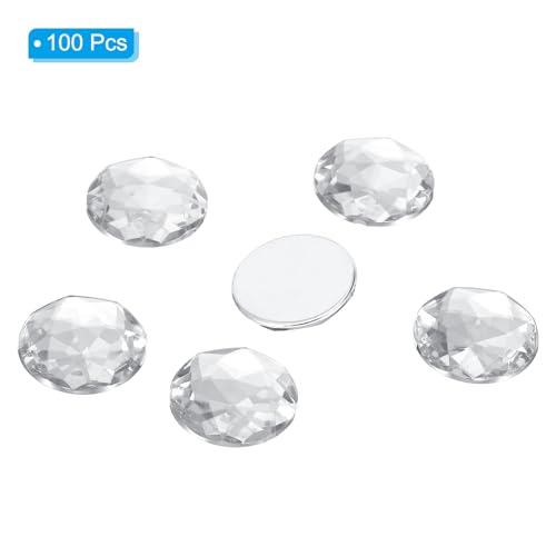 PATIKIL 25mm Flat Back Round Acrylic Rhinestones, 100 Pack Plastic Circle Gems for Jewelry Making Costume Embellishments Crafts, White - Image 3
