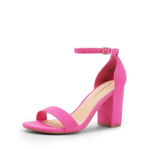 Image of DREAM PAIRS Heels for Women Chunky Block Heel Open Toe Ankle Strap 3.5 Inch Heeled Sandals for Party Date Wedding