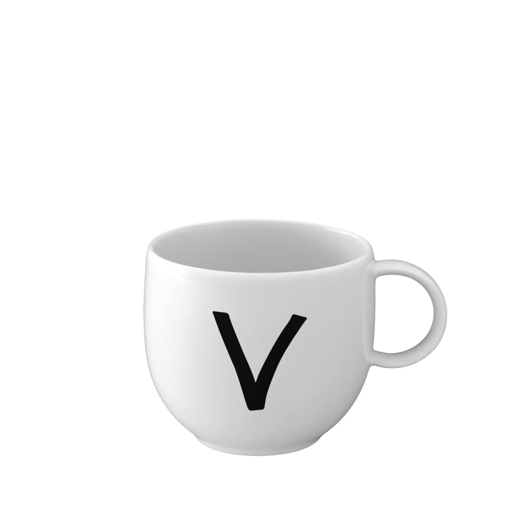 like. by Villeroy & Boch - Letters Mug V, 380ml, Premium Porcelain, White, Blanc, 13X10X8CM
