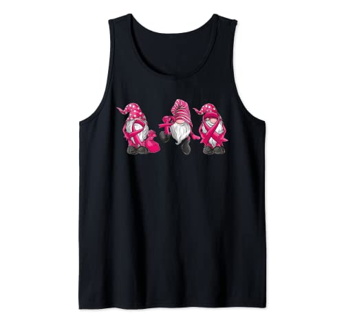 gnomes Breast Cancer Awareness Pink Ribbon women girls Camiseta sin Mangas