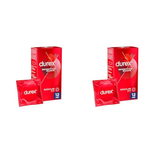 Durex Preservativos Sensitivo Suave, Fino para Mayor Sensibilidad, 12 condones (Paquete de 2)