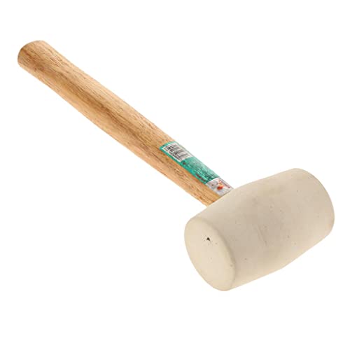 Martelo de borracha de 510 g com cabo de madeira branco - aderência confortável, design macio para f