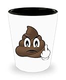 Uniq-4u Poop Emoji Shot Glass Funny Holiday White Elephant Novelty Flipping The Bird Rude Gag Gift Ideas Office Party