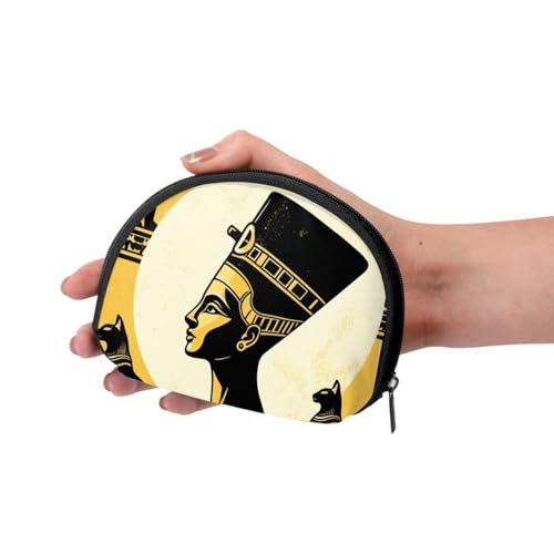 Portable Coin Purse Ancient-Egypt-Queen-Cats Mini Zippered Money Pouch Card Holder3