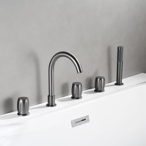 Robinet de bain 5 trous en laiton durable gris haut de gamme