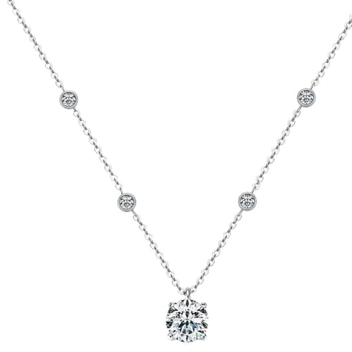 Collier moissanite 2 carats en argent sterling d'une brillance couleur D d'exception