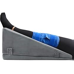 Leg Elevation Pillows After Knee Surgery(Single Leg), Keep Knee Straight | Ergonomic Wedge Pillow with Full-Leg Contour for Injury & Pain Relief, Reduces Swelling, Memory Foam & Washable Cover