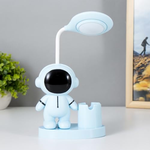 One94Store Cartoon Astronaut Table Lamp for Kids | USB Charging LED Night Light with Eye Protection & Pencil Sharpener Holder | Cute Desk Lamp for Bedroom, Study, Nursery & Gifting