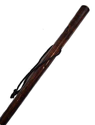 Scorched Chestnut Wood Hiking Stave Pole Staff Walking Stick Brow...