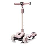 OKYBABY 3 Wheel Scooter for Kids, Adjustable Kick Scooter with Buildable Brick Panel, PU Flash Wheels & 5-Position Height, Foldable Design with One-Touch Footbrake Ages 3–9 (Purple)