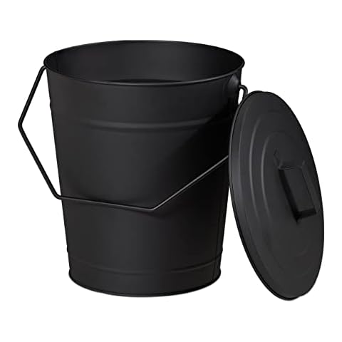 Relaxdays Cubo Tapa para Cenizas de Chimenea de 12 litros Cover