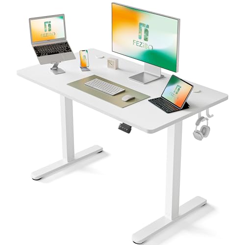 FEZIBO 電動昇降デスク 幅100cm 奥行60cm 高さ72-118cm ホワイト