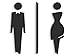 3DP Signs - Geprägt Toilette Design türschild SA110 wc schilder selbstklebend - Moderne Damen wc Aufkleber Bad Schild für türen - Mann und Frau Toilettenschild, für Restroom und Badezimmer. (Schwarz)