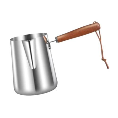 SiaBiced Cafetera Turca Recipiente para Espuma Olla para Calentar Cazo para Jarra para Arte Latte de Acero Inoxidable con Interior Medidor para AF, 350 Ml 6.5 Cm X 9 Cm