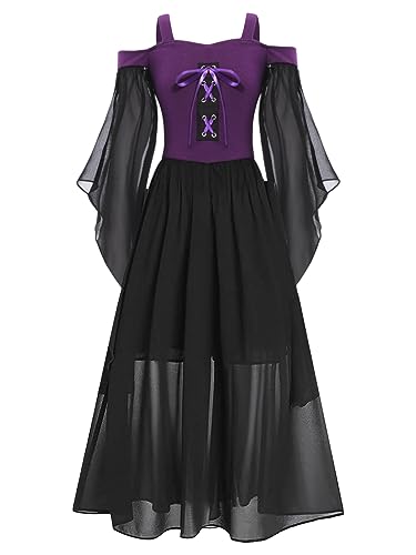 Vestido de bruja medieval para niña disfraz gótico victoriano renacentista vintage 3-14 años