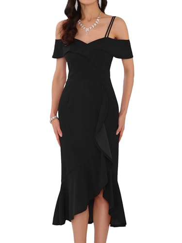 Women's Wedding Guest Bride Dresses 2025 Spaghetti Strap Off The Shoulder Ruffle Formal Dress