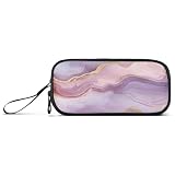 Kcldeci Pink Marble Pencil Case, Pink Granite Stone Surface Cracked Lines Golden Stripes Pencil Bag Storage Pouch Pen Pencil Marker Stationery Bag Holder for Middle High School College and Office