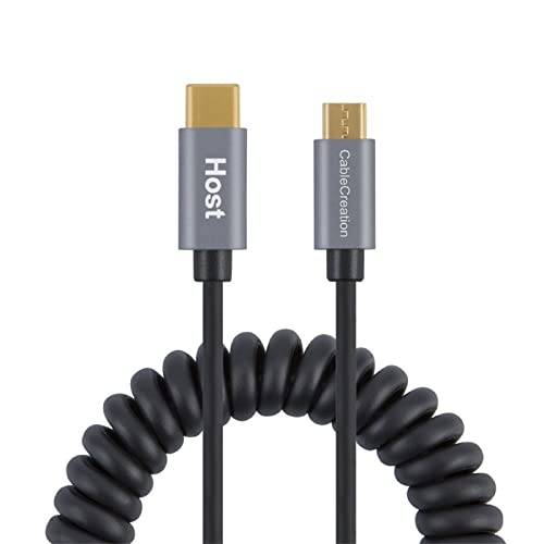Coiled Micro USB to USB C Cable 4FT CableCreation Coiled USB C to Micro USB OTG 480Mbps Type C to Micro USB Cable to USB C to USB Micro for MacBook Pro Air S21 S20 S10 Pixel 5/4/3/2 etc. 1.2M Black