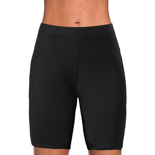 Pantalones cortos de baño para mujer con banda elástica cómoda para deporte Yoga y playa, Le Noir, L