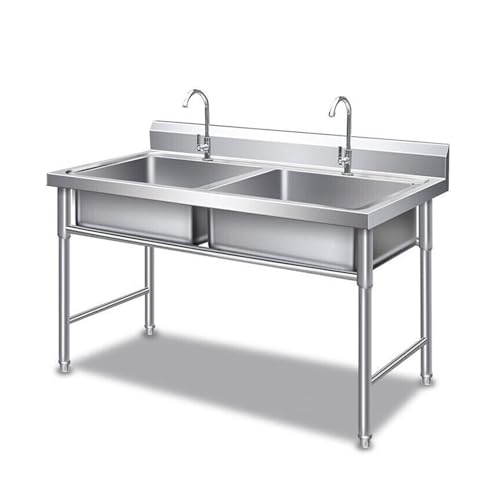 [Superficie facile da pulire] Grazie al materiale di questo lavello commerciale a doppia vasca in acciaio inox, macchie di olio e sporco possono essere rapidamente rimossi con un semplice panno. Il filtro di scarico incluso trattiene residui alimentari e detriti, facilitandone lo smaltimento ed evitando intasamenti.