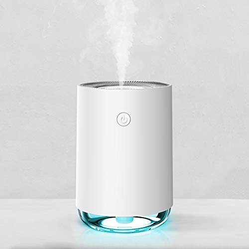 加湿器 卓上 アロマ 超音波式 usb式 小型 ミニ加湿器 空気浄化機 除菌 8時間連続加湿可能 2段階調節 7色LEDライト ペットボトル 転倒水漏れ防止 空焚き防止 超軽量 省エネ 持ち運び便利 部屋 オフィス 乾燥 花粉症対策 220ML (ホワイト