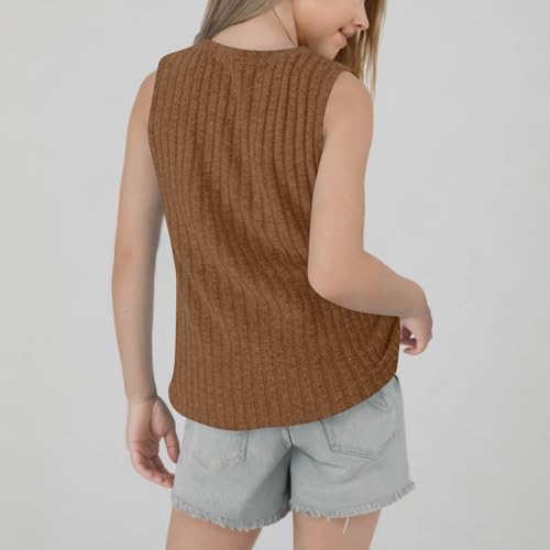 wodceeke Girls Ribbed Knit Tank Tops Summer Sleeveless Tunic Shirts Solid Color Basic Tees Gym Sports Undershirts4