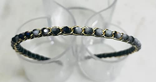 Image of Sleek Chain with Bluish Grey Plastic Fancy Party Wedding Hairband For Girls and Women |Embellished hairband |Hair accessories for women stylish