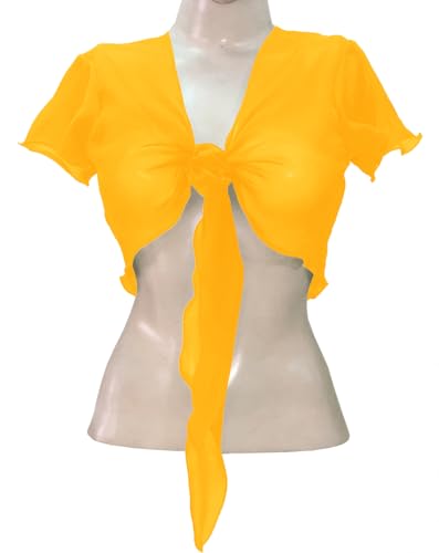 Image of Indian Trendy Women's Chiffon Short Sleeve Tie Top Choli Blouse Belly Dance Gypsy Tie Front Cardigan Tops