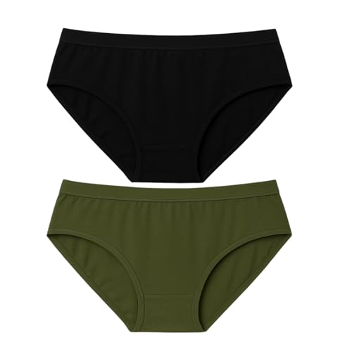 Image of Women's Soft Cotton Mid-Rise Bikini Briefs | Pack of 2 | Seamless Feel | Stretchable & Breathable Everyday Underwear | Comfortable Fit