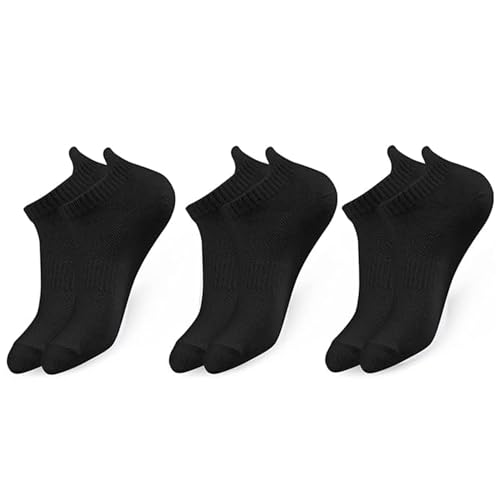 Women's and Men's Running Ankle Socks Low Cut Breathable Socks With Tab 3 Pairs, Black
