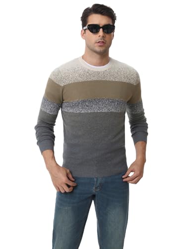 ALLOVIN Men’s Gradient Stripe Knit Sweater – Slim Fit, Soft Wool Blend, Warm & Stylish for Fall Winter4