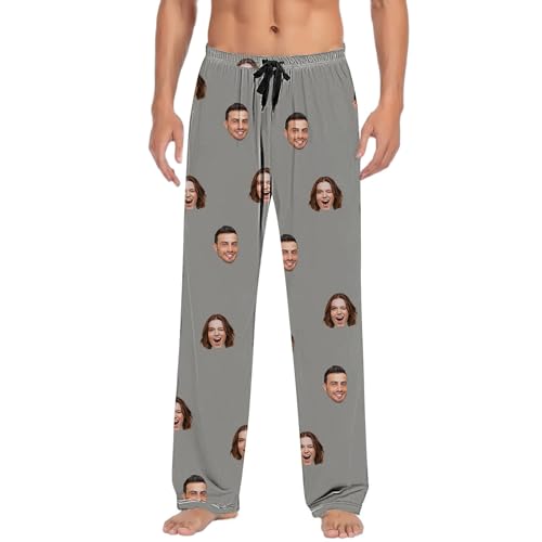 Personalized Pajamas Pants with Photo Valentines Custom Pajama Pants Pet Face Lounge Pj Bottoms Gifts for Women Men