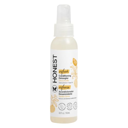 The Honest Company Conditioning Hair Detangler, Tear-Free, Hypoallergenic, Leave-In Conditioner and Fortifying Spray, Citrus Vanilla Refresh, 4 fl oz