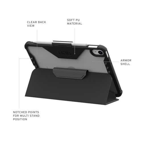 Image of URBAN ARMOR GEAR UAG Designed for iPad A16 Case 11 inch 11th Gen 2025, 10.9 inch 10th Gen 2022 (A3354 A3355) Plyo LT - Armor Shell Folio Cover with Adjustable Kickstand & Pencil Holder, Ice /Black