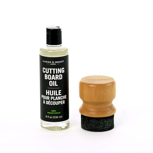 CARON & DOUCET Cutting Board Oil (8oz) & Applicator Bundle