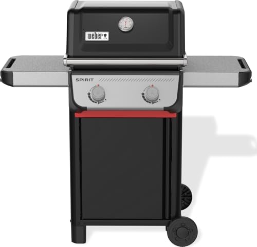 Weber Spirit E-210 Barbecue A Gas, 2 Bruciatori, 51 X 46 Cm Superficie Di Cottura, Griglia Di Mantenimento, Termometro Integrato, 2 Ruote - Nero/Argen
